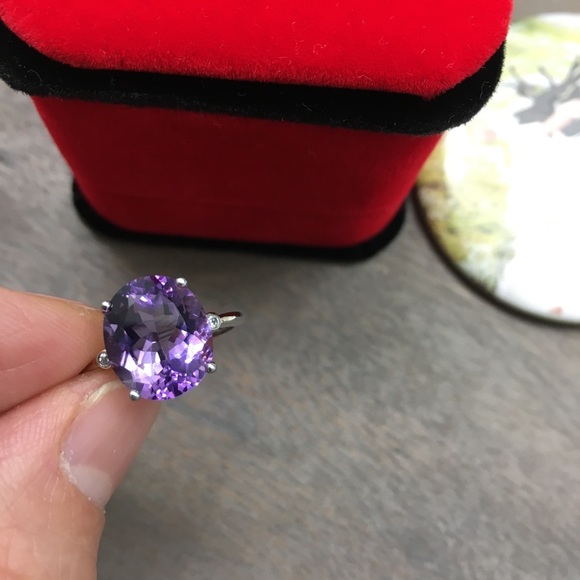 NEW Certified 5CT Amethyst S925 Silver Ring - Picture 6 of 17